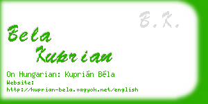 bela kuprian business card