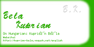 bela kuprian business card